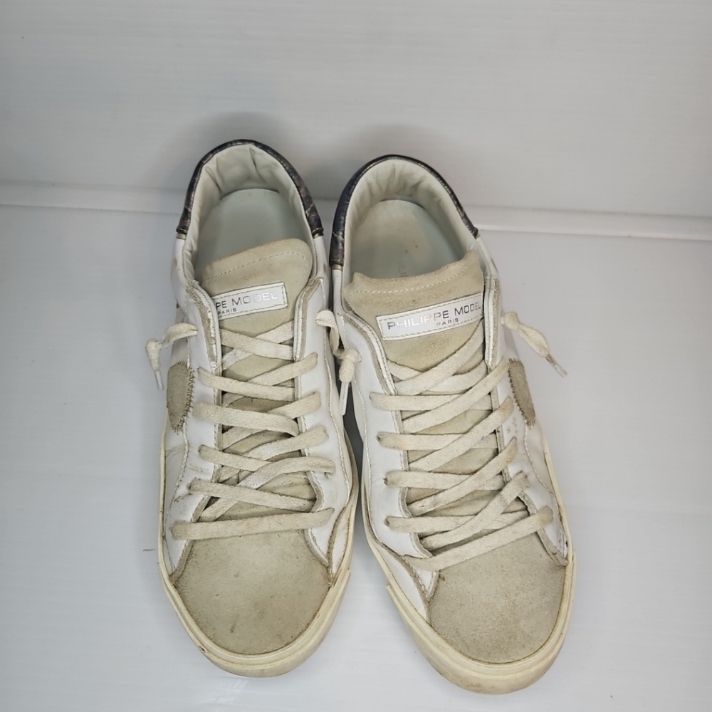 Philippe Model White and Beige Sneakers